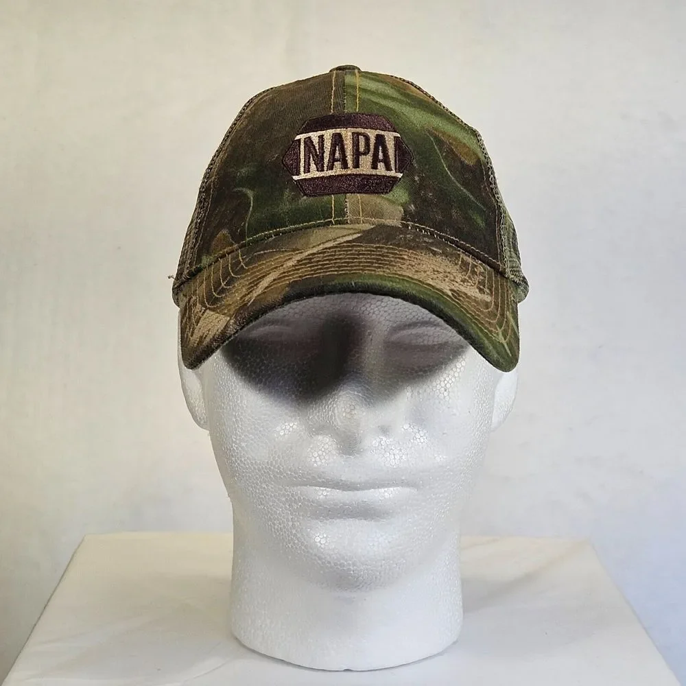 Vintage NAPA Auto Parts Realtree‎ Hunt Camo Camouflage Hat Cap Snapback Outdoor